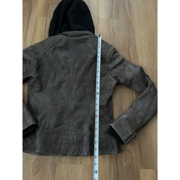 Bod & christensen gray leather roxanne hooded jacket small detachable biker S - Picture 6 of 7